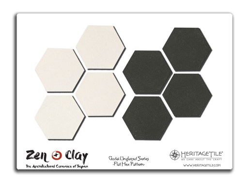 Sample Card - Godai Unglazed Flat Hex (White and Black)